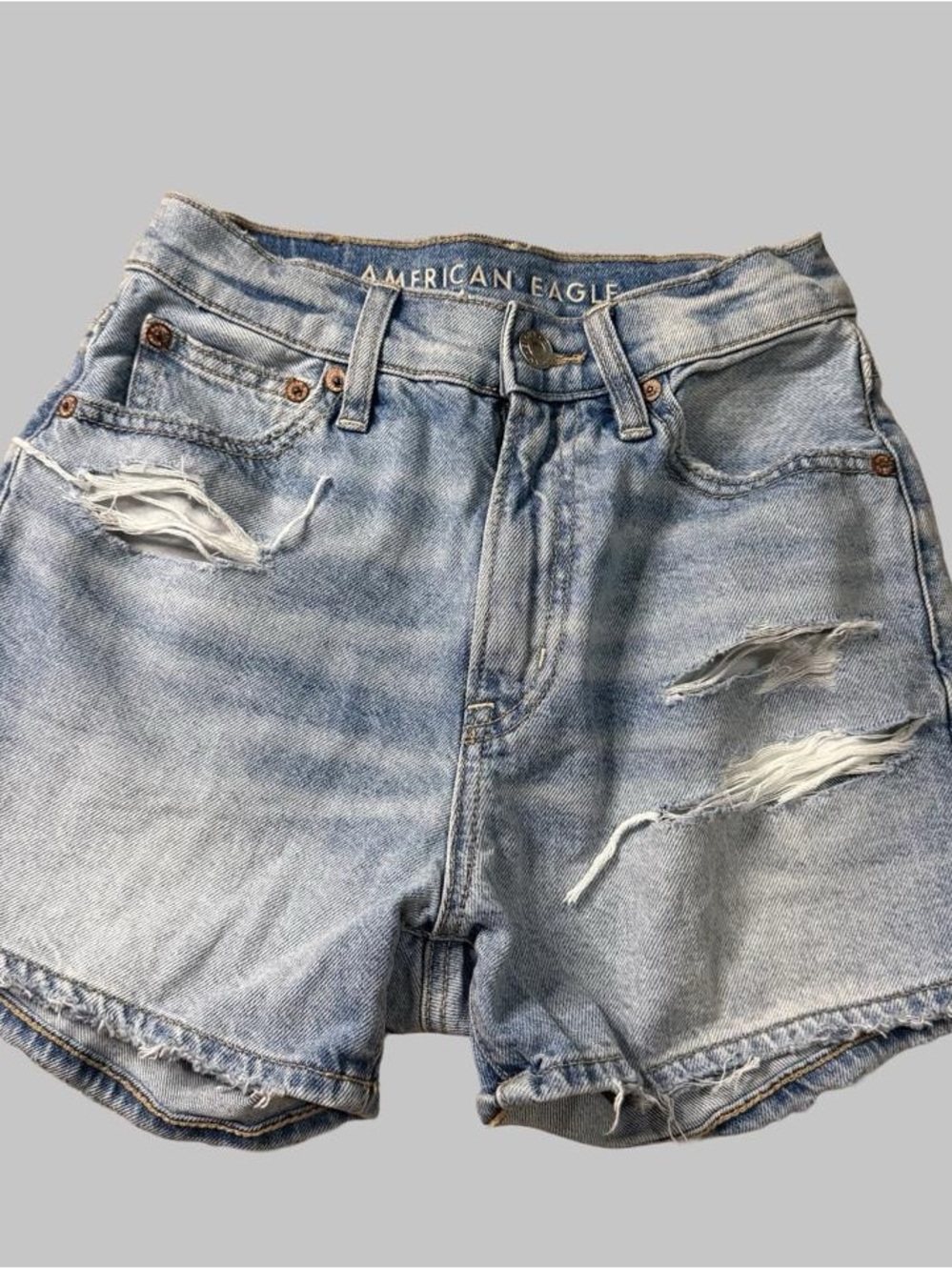 American Eagle Outfitters Light Blue Distressed Denim Shorts